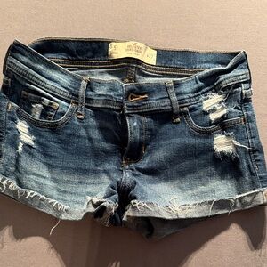 Hollister Women's Distressed Blue Jean Short Short Shorts